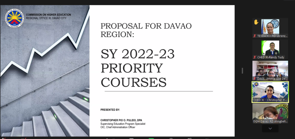 SDC XI approves CHED RO XI’s proposed Regional Priority Courses for AY 2022-2023