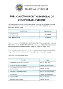 PUBLIC AUCTION Re: DISPOSAL OF UNSERVICEABLE VEHICLE – MITSUBISHI L300