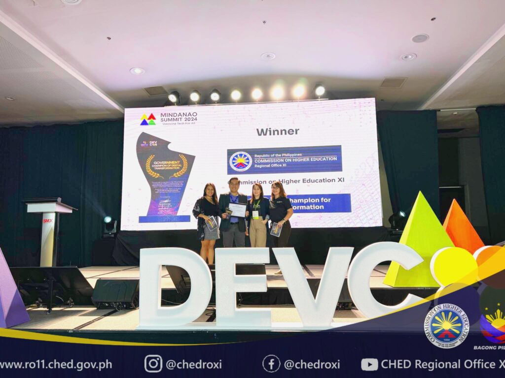 CHED RO XI Awarded as Government Champion for Digital Transformation at DEVCON Mindanao Summit 2024